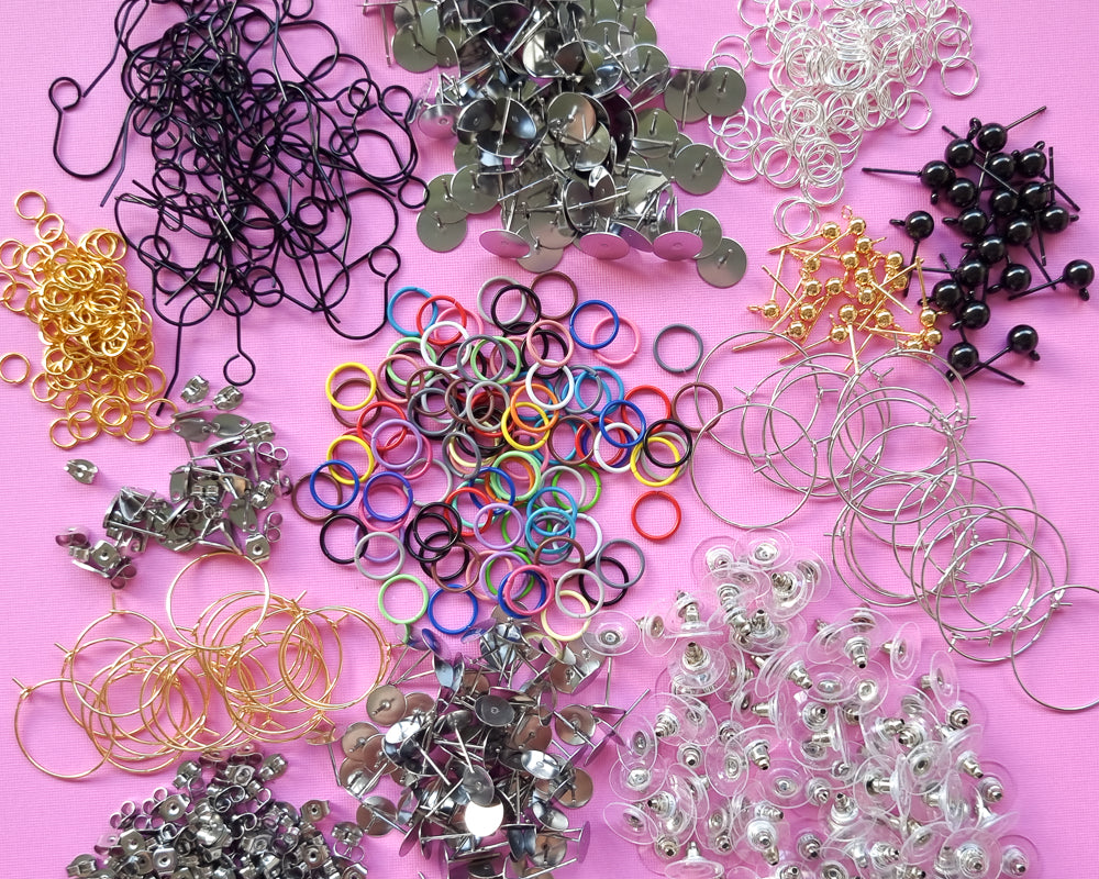 A Group shot of jewellery findings including jump rings and hoops
